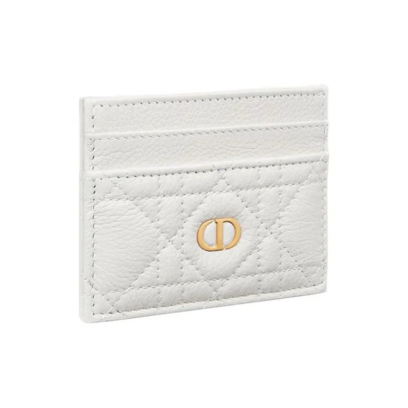 DIOR Caro Soft Cow Leather Card Holder Card Holder Women's White-1