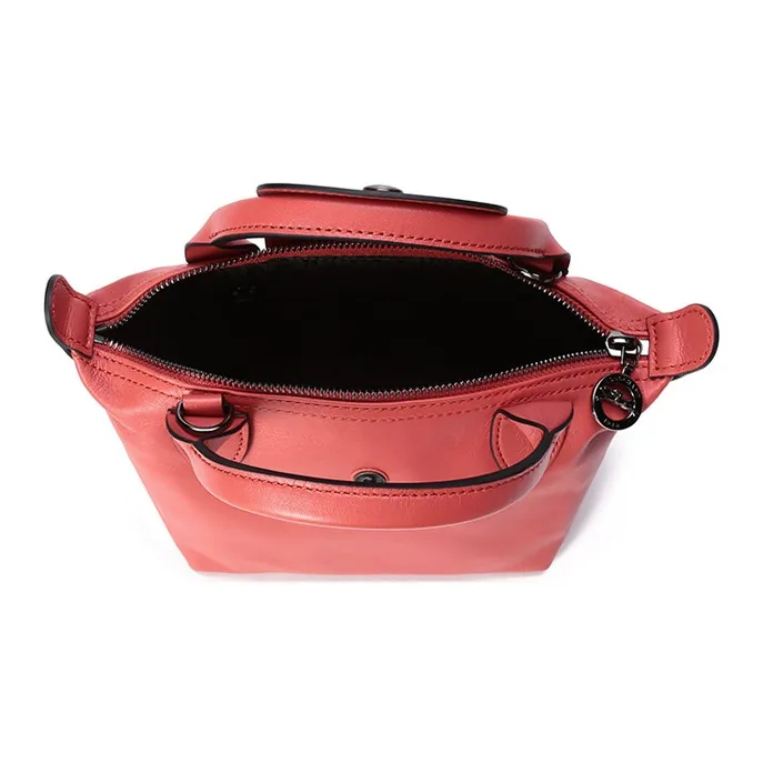 LONGCHAMP Le Pliage Cuir Sheepskin Dumpling Bag Shoulder Bag Crossbody Bag Handbag Mini Women's Red-5