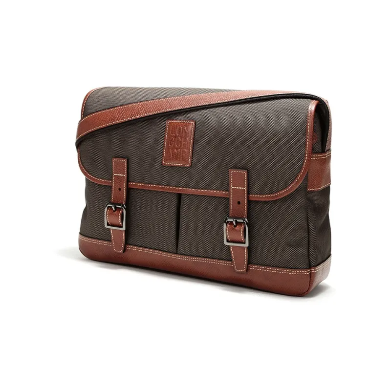 LONGCHAMP Boxford Leather, Textile Hobo Bag, Crossbody Bag, Shoulder Bag Men's Brown-1