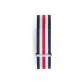 Silver-Tone Buckle-Blue White Red Tricolor-Thin Strap