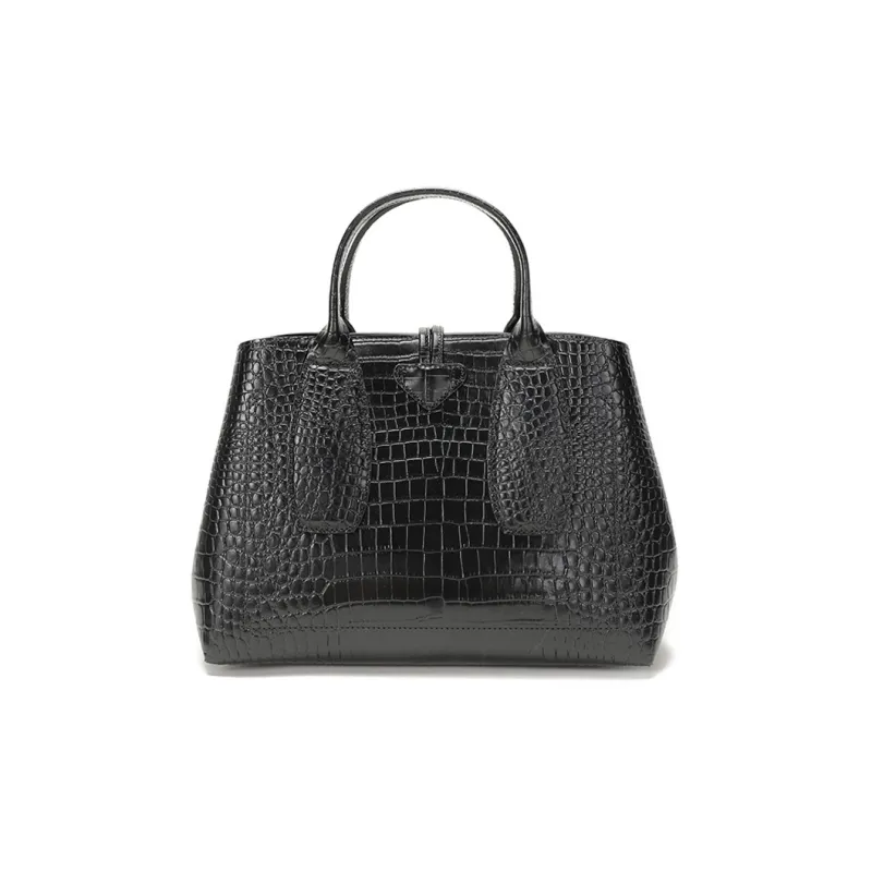 LONGCHAMP Roseau Cow Leather Shoulder Bag Crossbody Bag Handbag Medium Size Women's Black-2