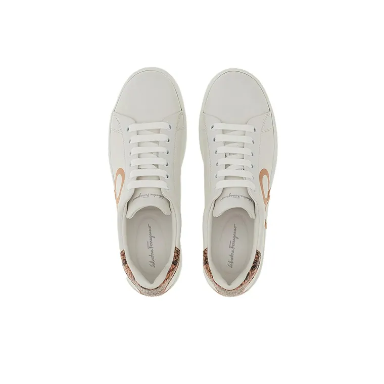 FERRAGAMO Stylish Skateboarding Shoes Women's White Beige-2