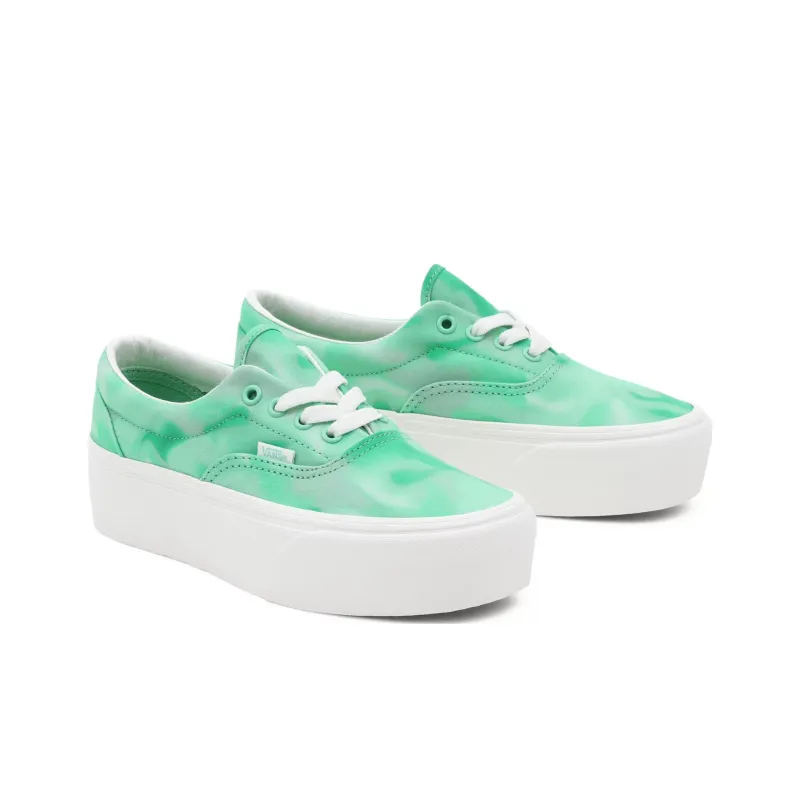 Vans Era Stackform Anti-Slip Wear-Resistant Low-Top Platform Skateboard Shoes Unisex Green White-2