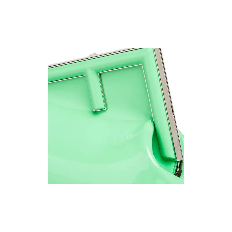 FENDI Patent Leather Calfskin One Shoulder Crossbody Clutches Women's Green-4