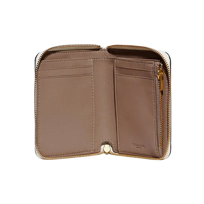 COACH Zip Around Pebbled Leather Card Holder Wallet Regular Women's Elephant Gray-4