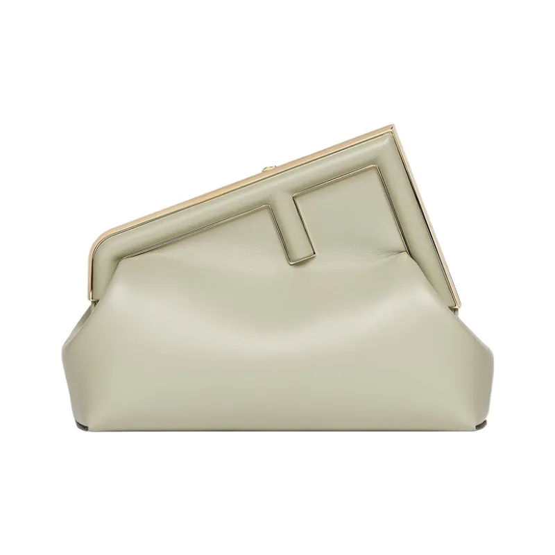 FENDI Lambskin One Shoulder Crossbody Clutch Women's Light Green-0