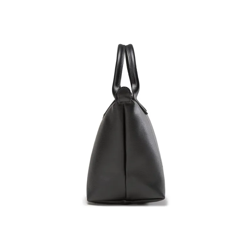 LONGCHAMP Le Pliage Cow Leather Canvas Handbag Trumpets Women's Black-3