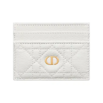 DIOR Caro Soft Cow Leather Card Holder Card Holder Women's White