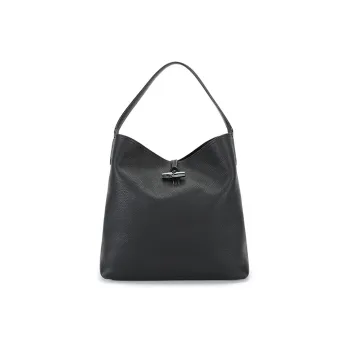 LONGCHAMP Roseau Essential Cow Leather Bamboo Bag Tote Bag Shopping Bag Handbag Shoulder Bag Women's Black