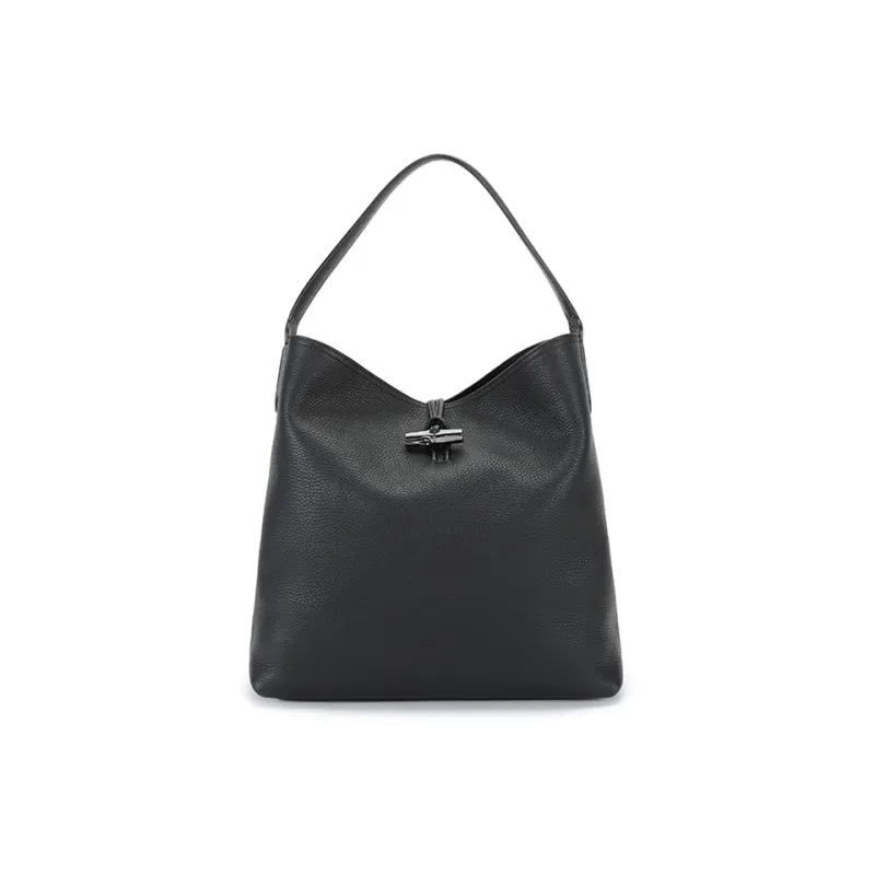 LONGCHAMP Roseau Essential Cow Leather Bamboo Bag Tote Bag Shopping Bag Handbag Shoulder Bag Women's Black-0