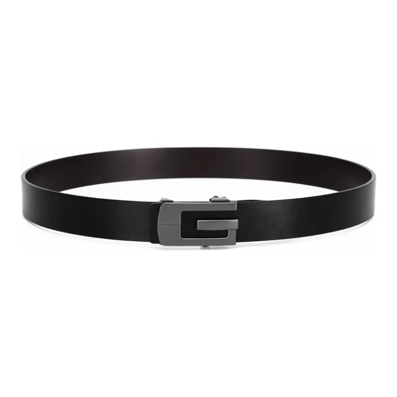 GOLF Cow Split Leather Automatic Buckle Belt Men's Black Gunmetal Color 35mm-3