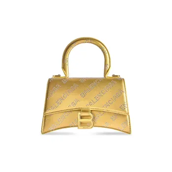 Balenciaga Hourglass Smooth Cow Leather Shoulder Bag Crossbody Bag Handbag Extra Small Women's Gold