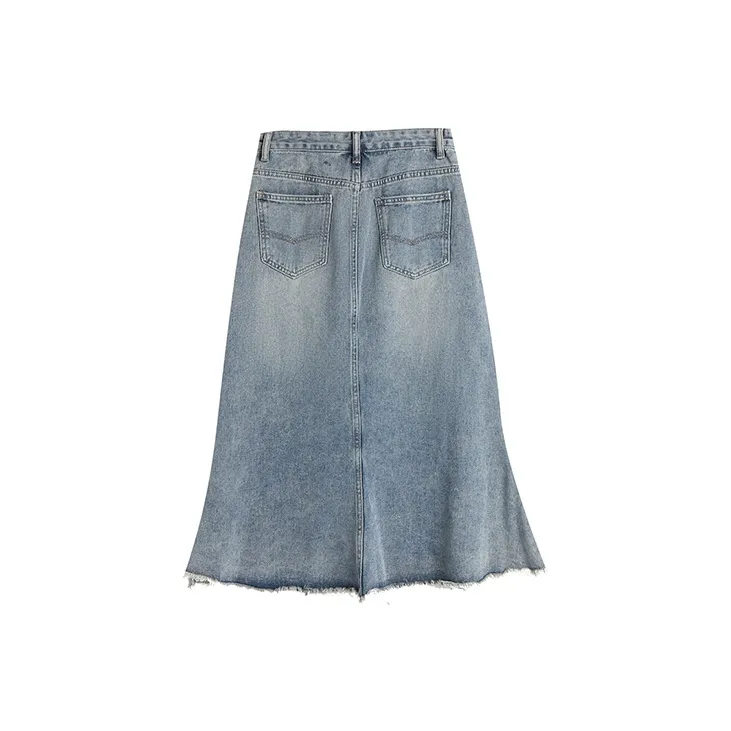 WOWI KCKS Long Skirt Denim Dress Women's Blue-1