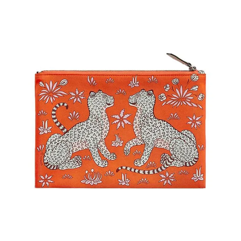HERMES Silky Pocket Epsom Calfskin Makeup Bag Regular Women's 8V Orange-1