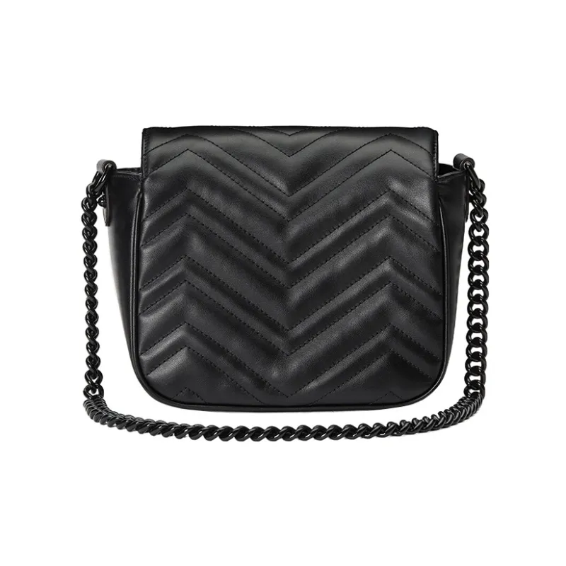 GUCCI GG Marmont Leather Portable Crossbody Bag, Shoulder Bag Women's Black-5