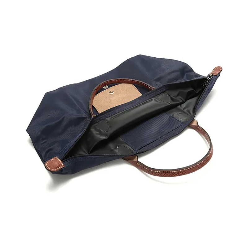 LONGCHAMP Canvas With Cow Leather Canvas Bag, Dumpling Bag, Handbag Medium Size Women's Marine Blue-5