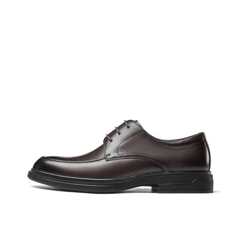 AOKANG Dress Shoes Men Low-Top Brown