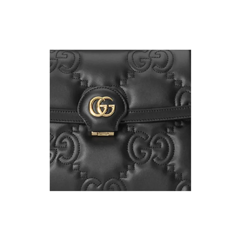 GUCCI GG Matelassé Leather Controller Wine God Bag Shoulder Bags Handbags Small Size Women's Black-9