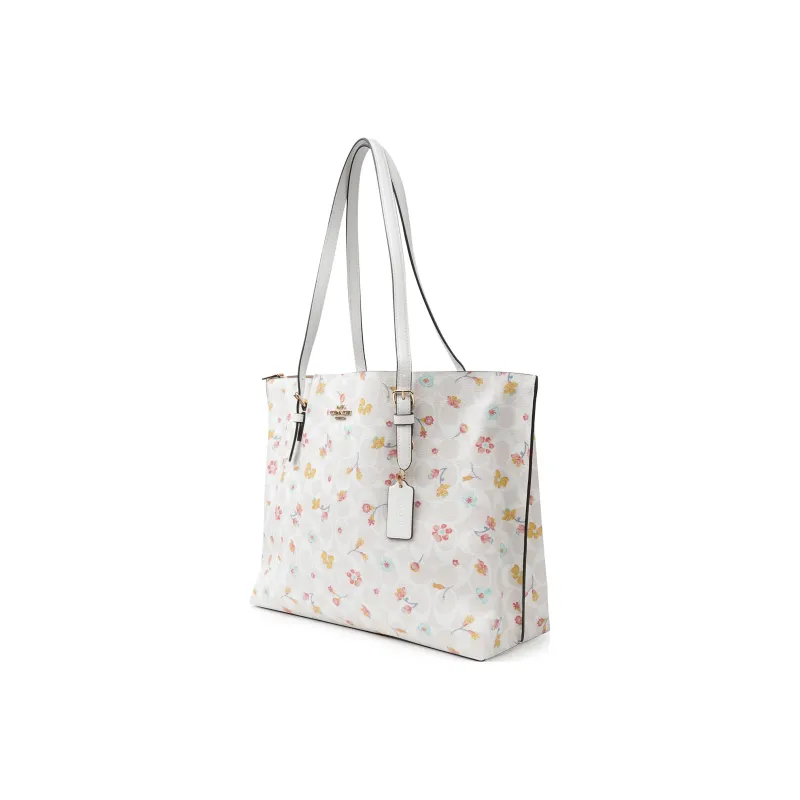 COACH Mollie Leather Tote Bag, Shopping Bag, Shoulder Bag Tubas Women's White-1