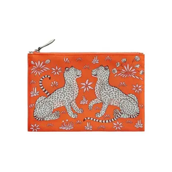 HERMES Silky Pocket Epsom Calfskin Makeup Bag Regular Women's 8V Orange