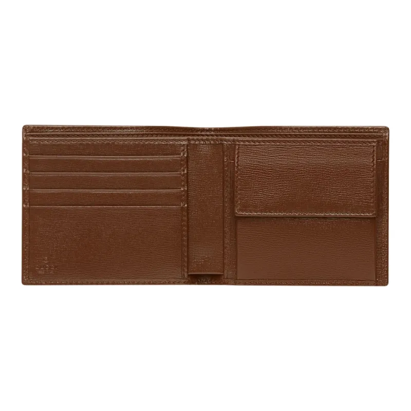GUCCI Canvas With Leather Trim Card Holder, Wallet, Coin Purse Regular Men's Ebony/Brown-3