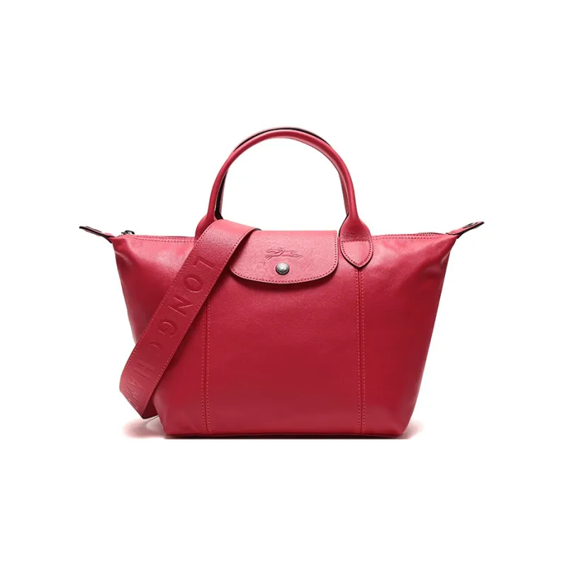 LONGCHAMP Le Pliage Cuir Sheepskin One Shoulder Handbag Trumpets Women's Red-0