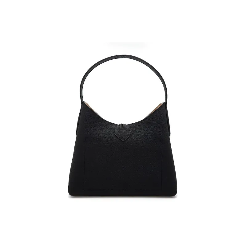 LONGCHAMP Cow Leather Shoulder Bag, Handbag Medium Size Women's Black-2