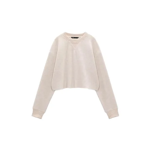 ZARA Sweatshirts Women's Beige With Spotted Pattern