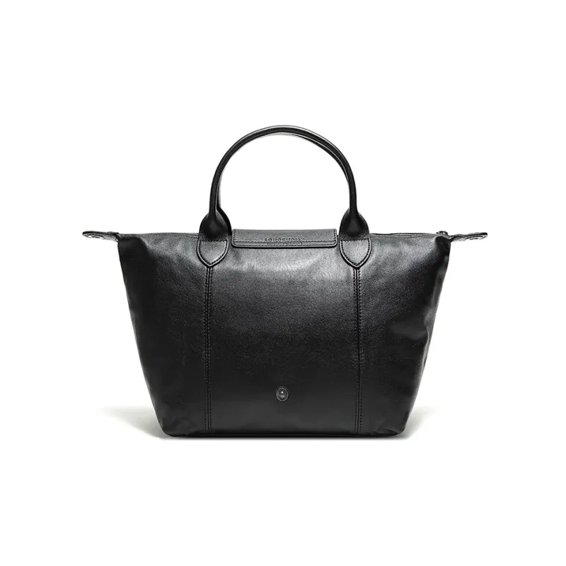LONGCHAMP Le Pliage Cuir Sheepskin Dumpling Bag, Shoulder Bag, Crossbody Bag, Handbag Trumpets Women's Black-3