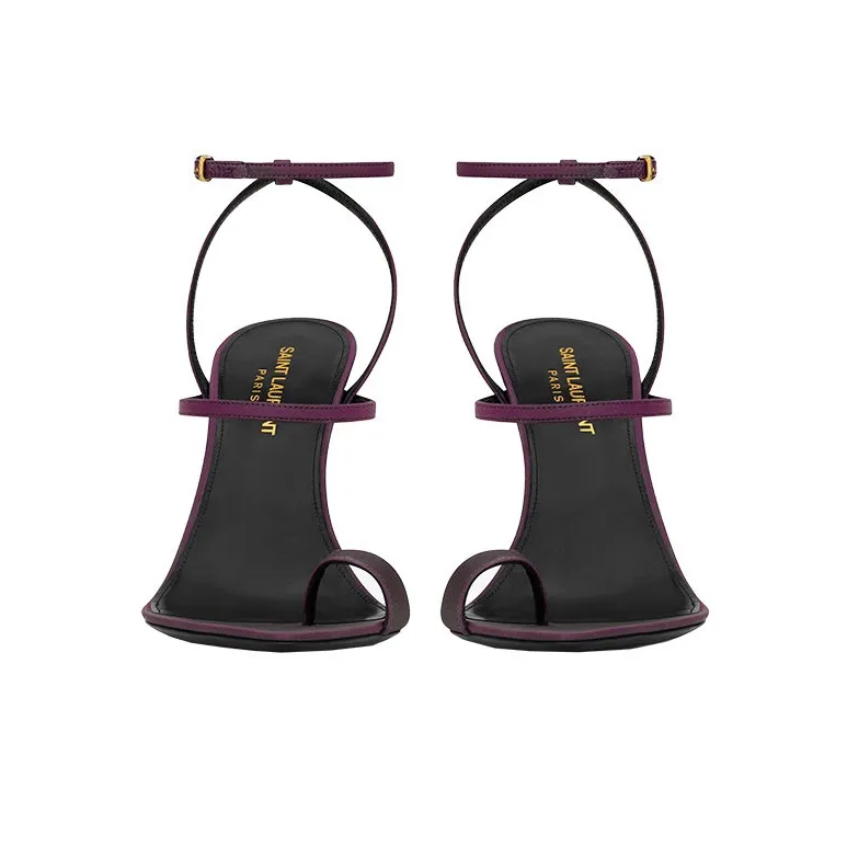 SAINT LAURENT Dive One Strap Sandals 11cm Women's Purple-3
