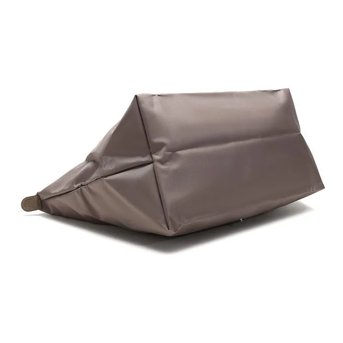 LONGCHAMP Le Pliage Club Cowhide Patchwork Canvas Dumpling Bag Shoulder Bag Women's Light Brown Milk Tea-3