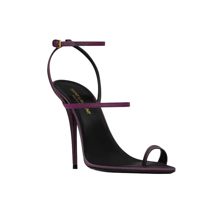 SAINT LAURENT Dive One Strap Sandals 11cm Women's Purple-2