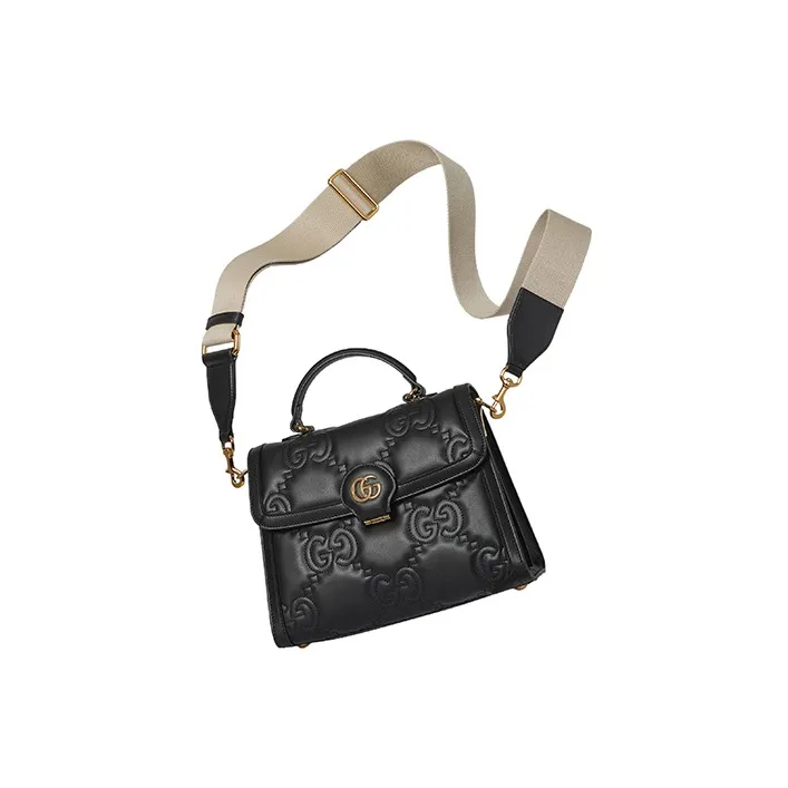 GUCCI GG Matelassé Leather Controller Wine God Bag Shoulder Bags Handbags Small Size Women's Black-2