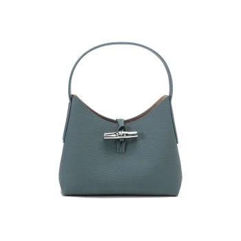 LONGCHAMP Cow Leather Big Bag Handbag Shoulder Bag Women's Blue