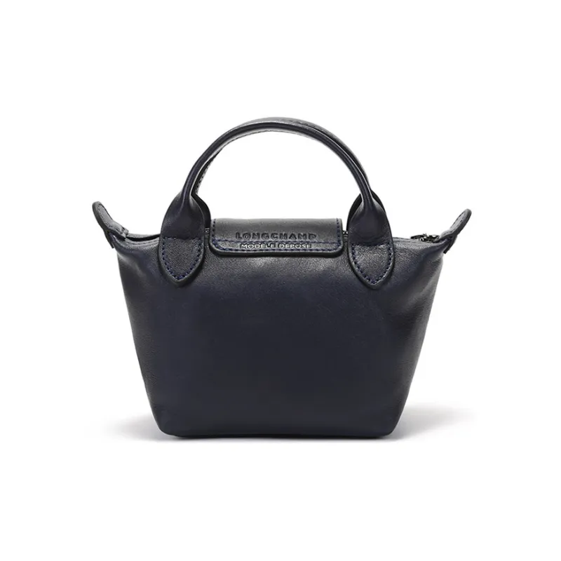 LONGCHAMP Le Pliage Cuir Sheepskin Handbag Shoulder Bag Crossbody Bag Mini Women's Navy-2