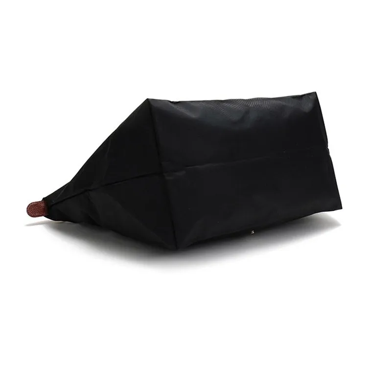LONGCHAMP Le Pliage Canvas With Leather Canvas Bag Totes Shopping Bag One Shoulder Handbags Large Size Women's Black-3