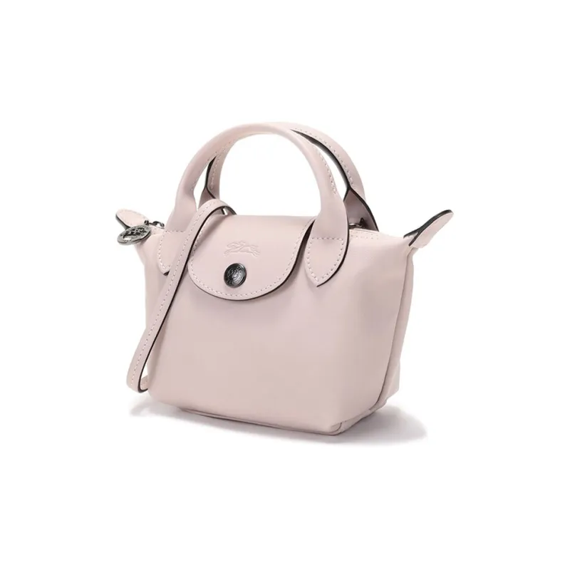 LONGCHAMP Le Pliage Cuir Sheepskin Portable Dumpling Bag, Crossbody Bag Mini Women's Light Pink-1