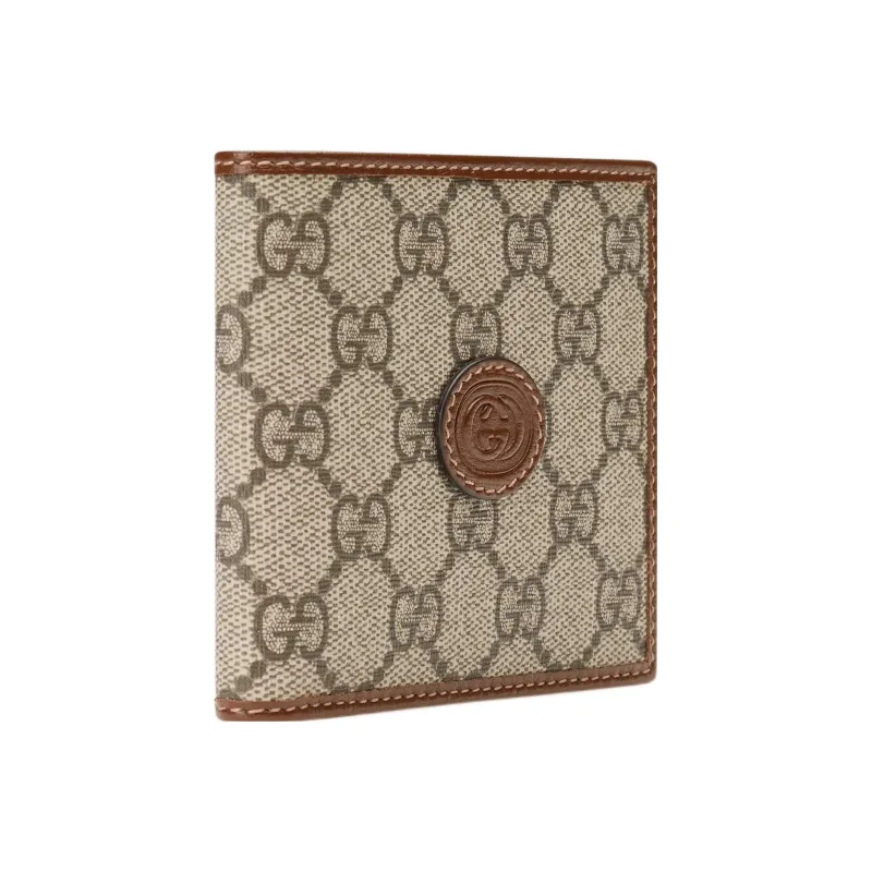 GUCCI Canvas With Leather Trim Card Holder, Wallet, Coin Purse Regular Men's Ebony/Brown-1