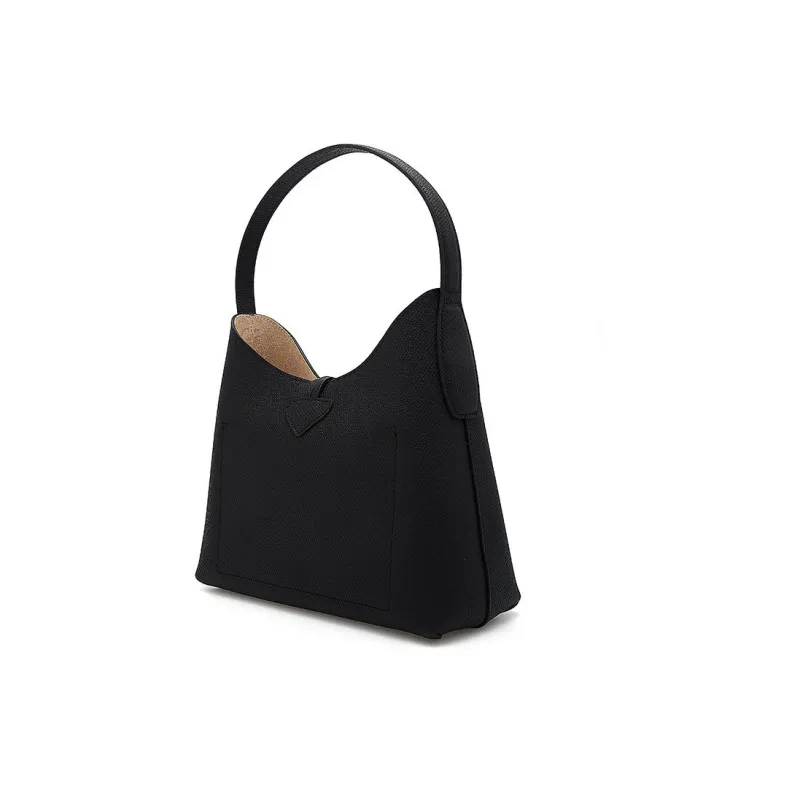 LONGCHAMP Cow Leather Shoulder Bag, Handbag Medium Size Women's Black-3