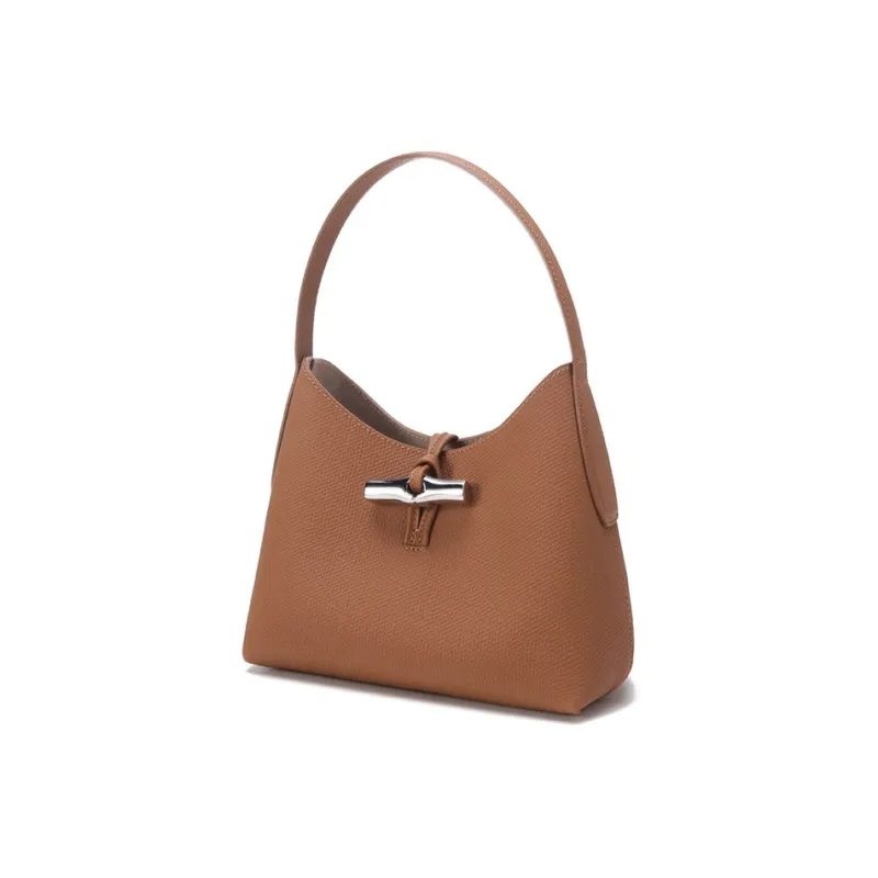 LONGCHAMP Roseau Cow Leather Handbag Shoulder Bag Hobo Pack Women's Tawny-1