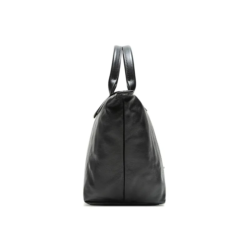 LONGCHAMP Le Pliage Cuir Sheepskin Dumpling Bag, Shoulder Bag, Crossbody Bag, Handbag Trumpets Women's Black-2