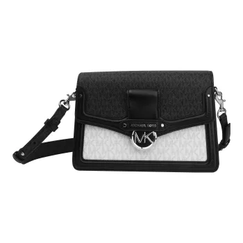 MICHAEL KORS Jessie Leather God Of Wine Bag, Shoulder Bag, Crossbody Bag Medium Size Women's Black White