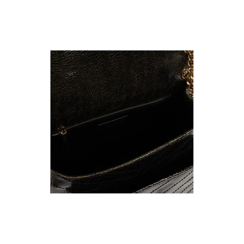SAINT LAURENT Niki Cow Leather Chain Crossbody Bag Shoulder Bag Medium Size Women's Black Yellow-4