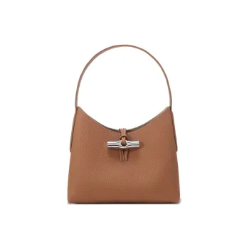LONGCHAMP Roseau Cow Leather Handbag Shoulder Bag Hobo Pack Women's Tawny