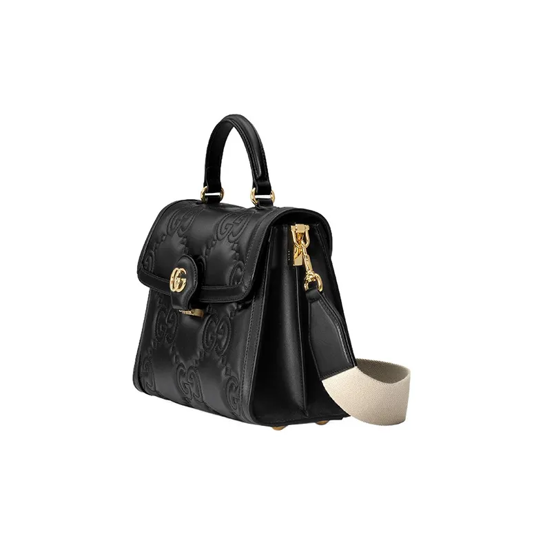 GUCCI GG Matelassé Leather Controller Wine God Bag Shoulder Bags Handbags Small Size Women's Black-3