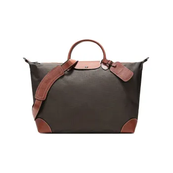 LONGCHAMP Boxford Canvas With Polyamide Travel Bag Canvas Bag Handbag Shoulder Bag Small Size Unisex Brown
