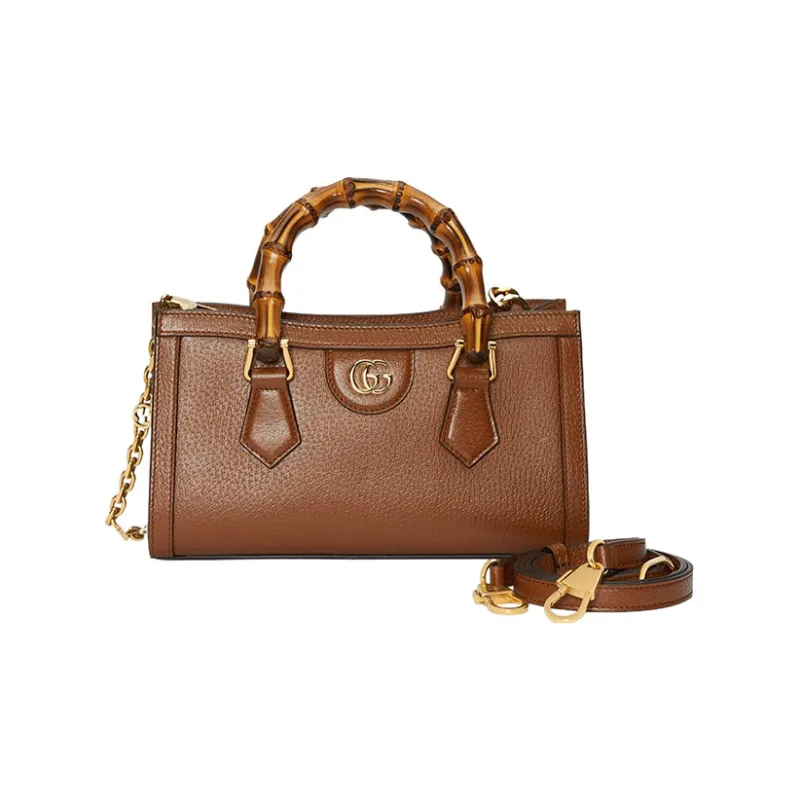 GUCCI Diana Leather Portable Crossbody Bag Shoulder Bag Small Size Women's Brown-2