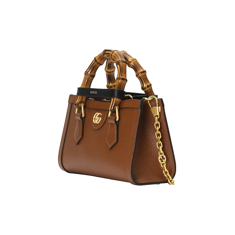 GUCCI Diana Leather Portable Crossbody Bag Shoulder Bag Small Size Women's Brown-3