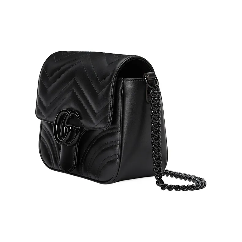 GUCCI GG Marmont Leather Portable Crossbody Bag, Shoulder Bag Women's Black-3