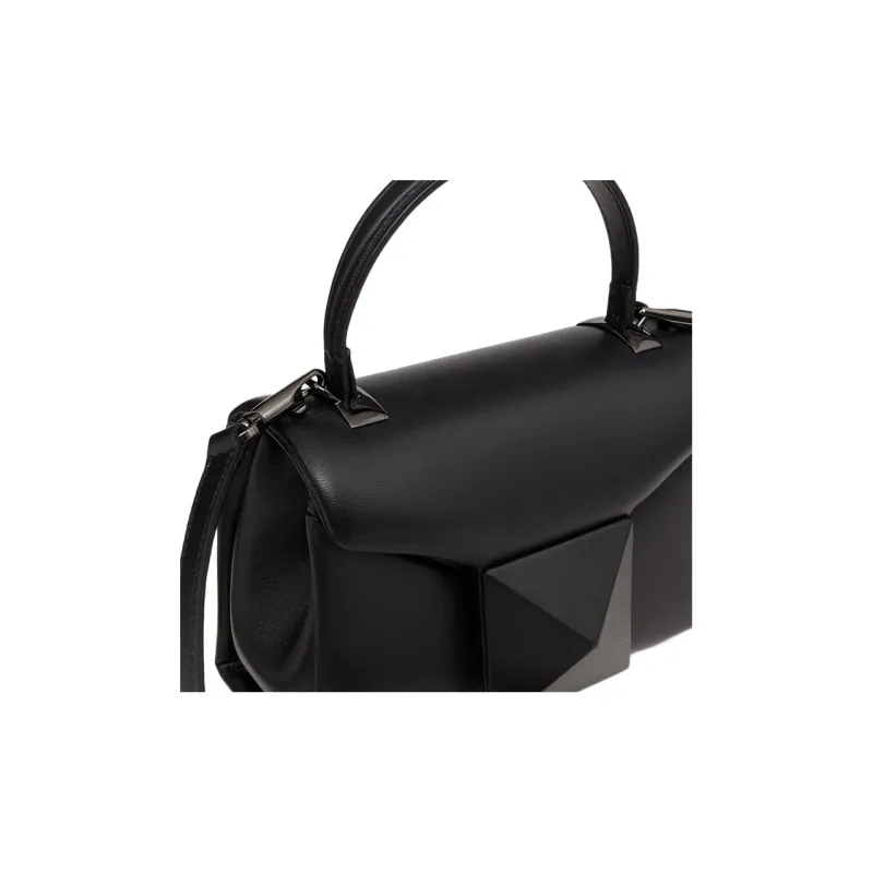 Valentino One Stud Sheepskin Shoulder Bag Crossbody Bag Handbag Mini Women's Black-3